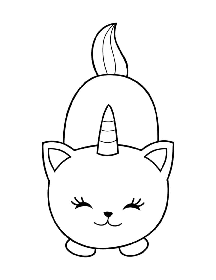Cute Cartoon Caticorn 2 Cat Coloring Pages Pdf Free Vectors